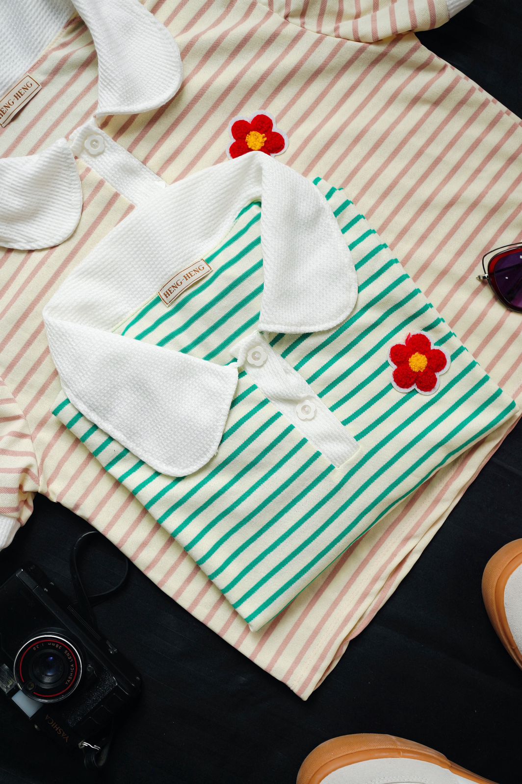 Floral Breeze Polo Tee – Fresh Stripes, Feminine Flair